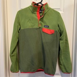 Patagonia fleece pullover green and pink size small